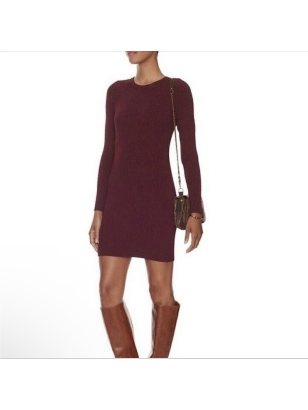 Alc Long-Sleeve Knit Bodycon Dress - Burgundy